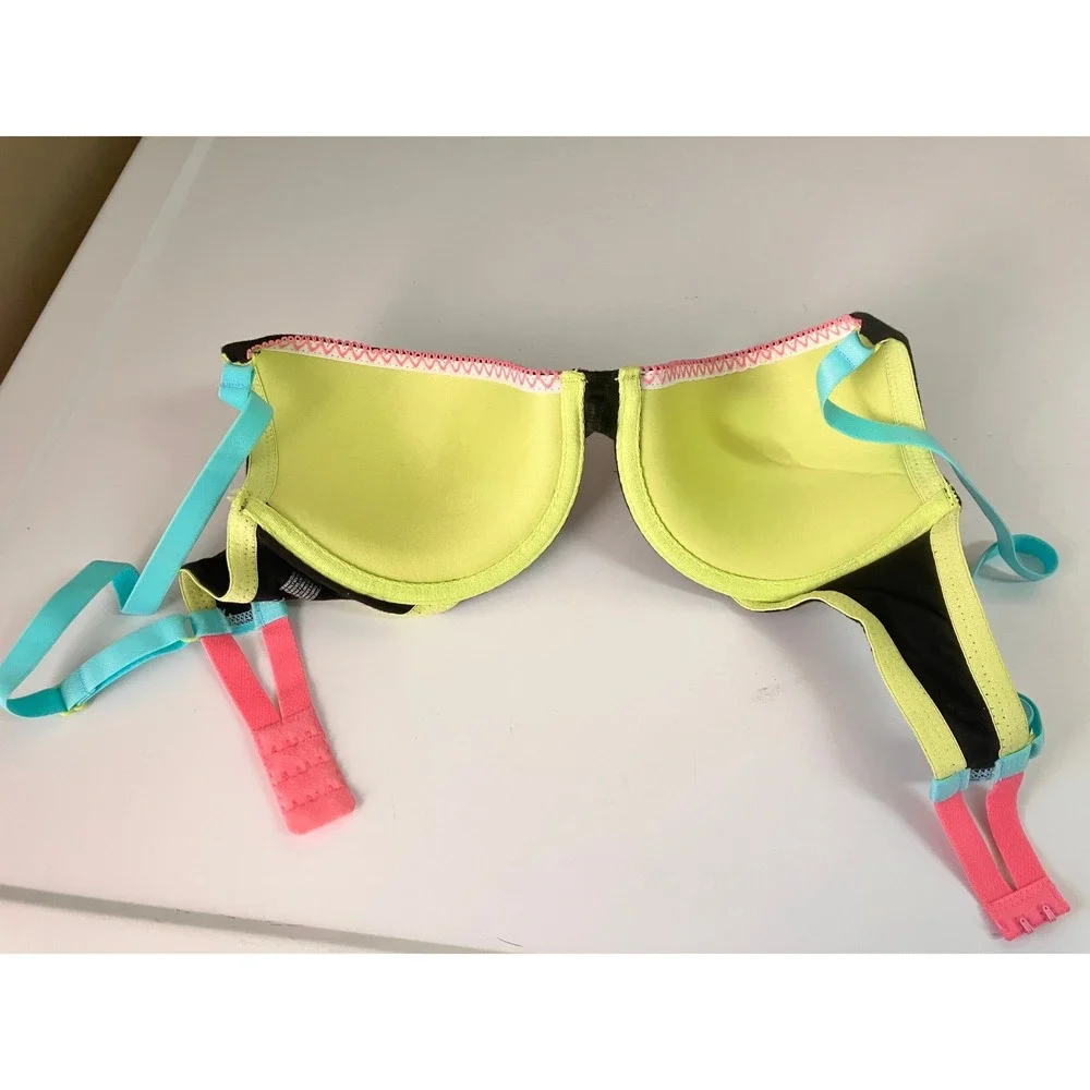 Fruit of the Loom Fresh Collection Underwire Bra 36C Black Neon Colorblock 95092